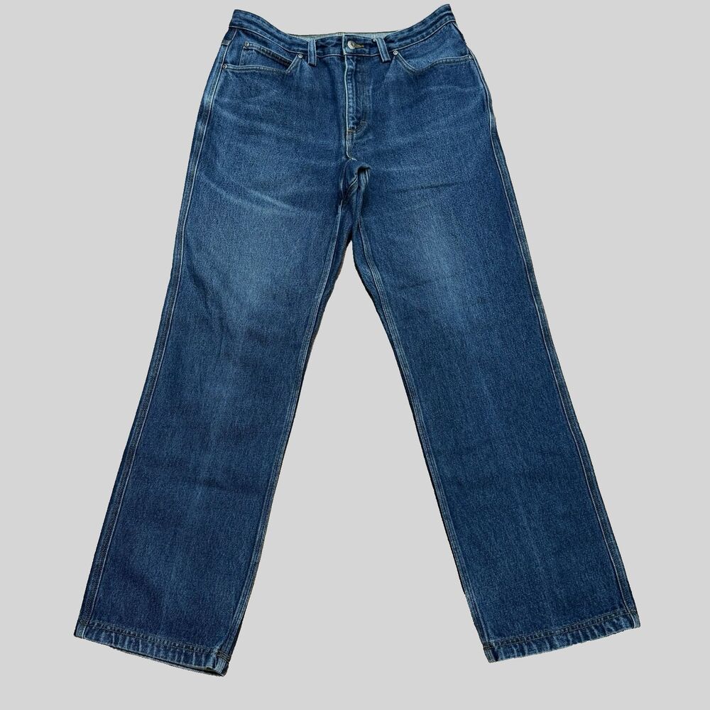 Duluth Trading Company 3237-18 Men's Straight Leg Blue Jeans Size 35 X 34 Cotton